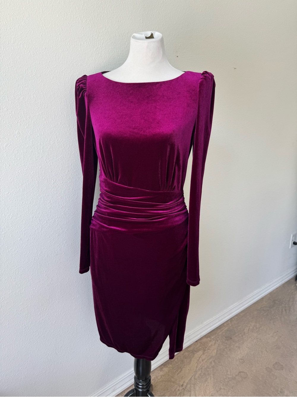 Ralph Lauren Elegant Purple Velvet Long-Sleeve Dress